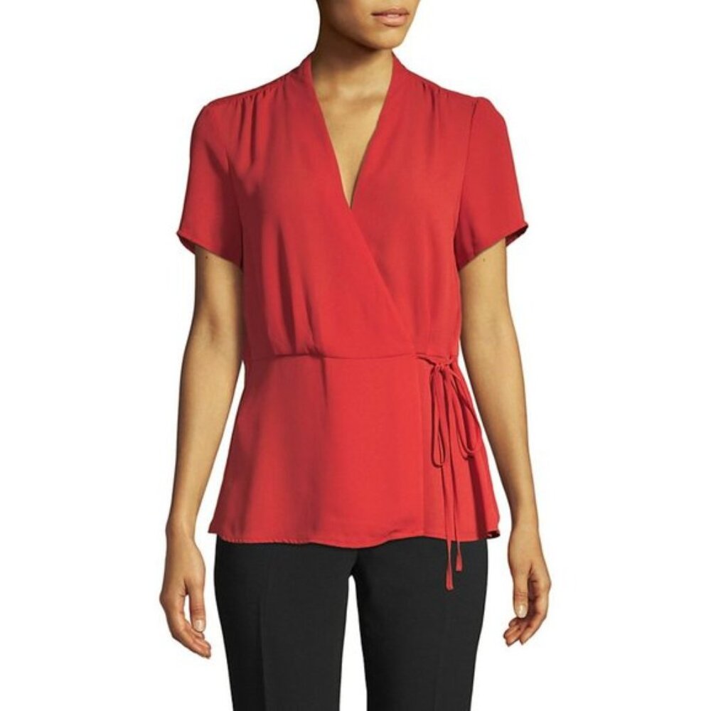 Karl Lagerfeld Paris Short-Sleeve Wrap Blouse